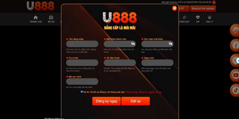 Hướng dẫn đăng ký U888